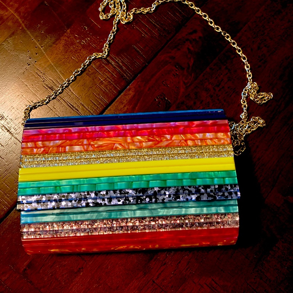 Kurt Geiger rainbow clutch